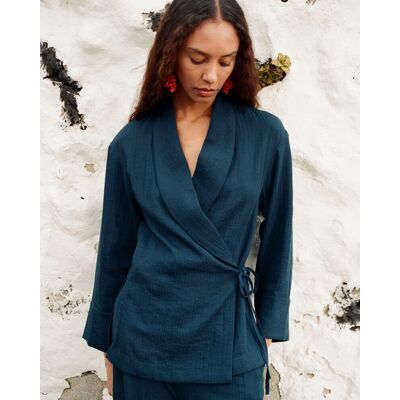Sfera Chaqueta cruzada japonesa. (38) Azul oscuro mujer Sfera Chaqueta cruzada japonesa. (38) Azul oscuro mujer