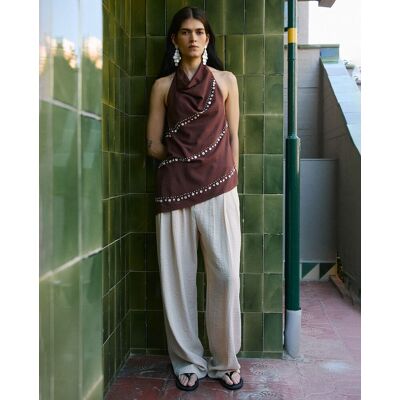 Sfera Pantalón ancho liso. (40) Crudo mujer Sfera Pantalón ancho liso. (40) Crudo mujer
