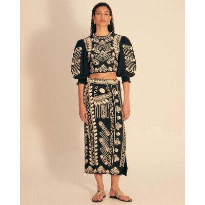 Sfera Falda midi bordada. (S - S) Negro mujer Sfera Falda midi bordada. (S - S) Negro mujer