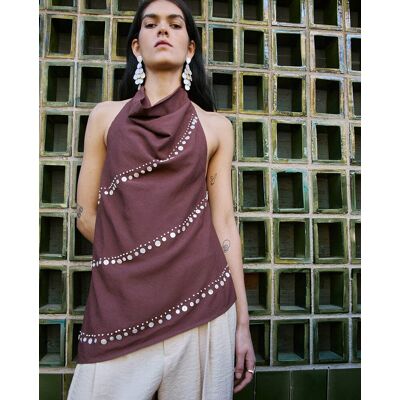 Sfera Blusa cuello drapeado. (42) Marrón mujer Sfera Blusa cuello drapeado. (42) Marrón mujer