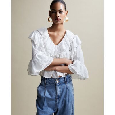 Sfera Blusa volantes. (40) Blanco mujer Sfera Blusa volantes. (40) Blanco mujer