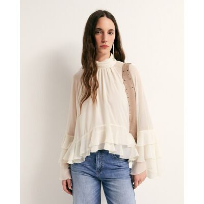 Sfera Blusa manga volantes. (42) Blanco roto mujer Sfera Blusa manga volantes. (42) Blanco roto mujer