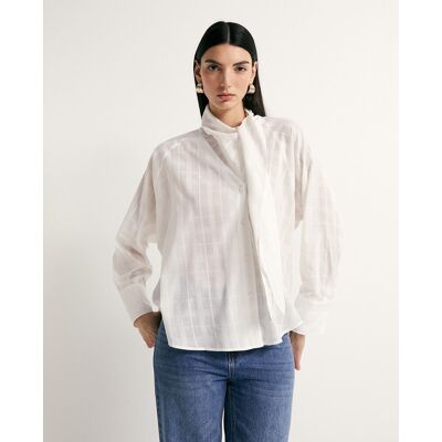 Sfera Camisa pañuelo cuadros. (40) Blanco mujer Sfera Camisa pañuelo cuadros. (40) Blanco mujer