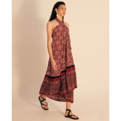Sfera Vestido cuello halter estampado. (M - M) Burdeos mujer Sfera Vestido cuello halter estampado. (M - M) Burdeos mujer