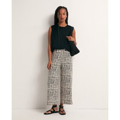 Sfera Pantalón fluido estampado. (42) Crudo mujer Sfera Pantalón fluido estampado. (42) Crudo mujer