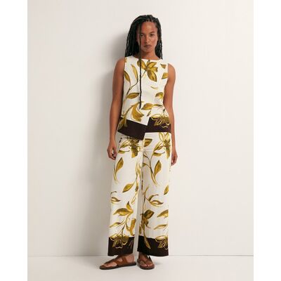 Sfera Pantalón lino estampado. (40) Verde mujer Sfera Pantalón lino estampado. (40) Verde mujer