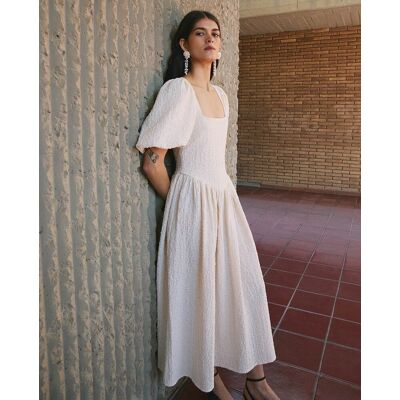Sfera Vestido efecto arrugado. (S) Crudo mujer Sfera Vestido efecto arrugado. (S) Crudo mujer