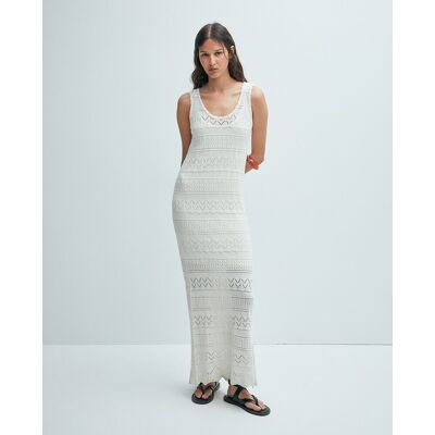 Sfera Vestido midi punto. (40) Blanco mujer Sfera Vestido midi punto. (40) Blanco mujer