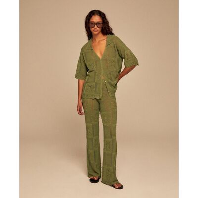 Sfera Pantalón calado cuadro. (42) Verde mujer Sfera Pantalón calado cuadro. (42) Verde mujer