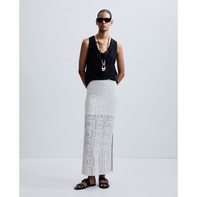Sfera Falda midi crochet. (38) Blanco mujer Sfera Falda midi crochet. (38) Blanco mujer