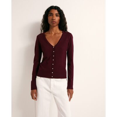 Sfera Chaqueta punto cuello pico. (L - L) Burdeos mujer Sfera Chaqueta punto cuello pico. (L - L) Burdeos mujer