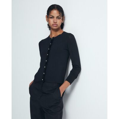 Sfera Chaqueta punto volantes. (38) Negro mujer Sfera Chaqueta punto volantes. (38) Negro mujer