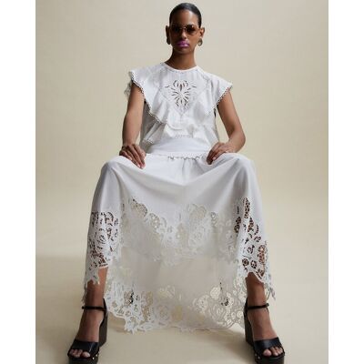 Sfera Falda combinada troquelada. (42) Blanco mujer Sfera Falda combinada troquelada. (42) Blanco mujer