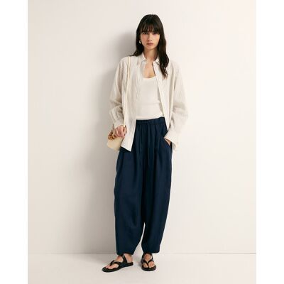 Sfera Pantalón bombacho lino. (42) Azul marino mujer Sfera Pantalón bombacho lino. (42) Azul marino mujer