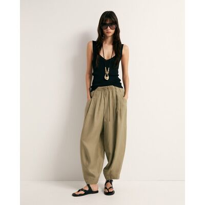 Sfera Pantalón bombacho lino. (40) Kaki mujer Sfera Pantalón bombacho lino. (40) Kaki mujer