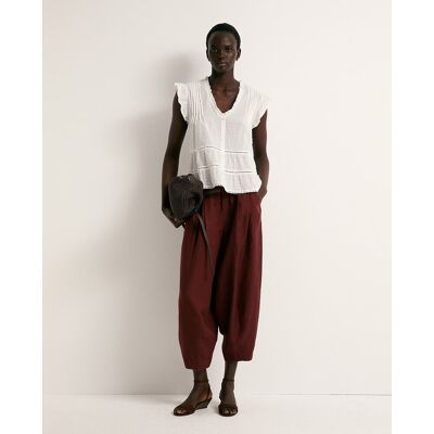 Sfera Pantalón bombacho lino. (42) Rojo mujer Sfera Pantalón bombacho lino. (42) Rojo mujer