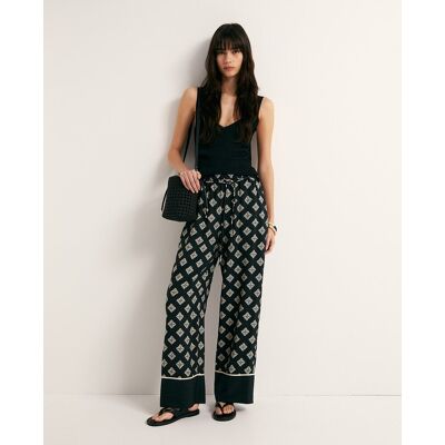 Sfera Pantalón ancho estampado. (40) Negro mujer Sfera Pantalón ancho estampado. (40) Negro mujer