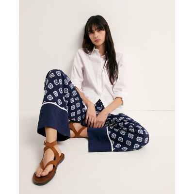 Sfera Pantalón ancho estampado. (40) Azul marino mujer Sfera Pantalón ancho estampado. (40) Azul marino mujer