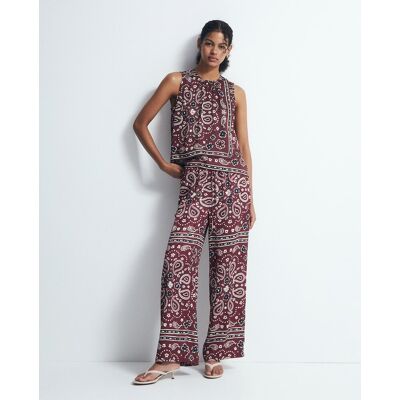 Sfera Pantalón estampado pañuelo. (S - S) Burdeos mujer Sfera Pantalón estampado pañuelo. (S - S) Burdeos mujer