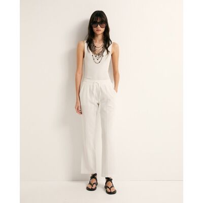 Sfera Pantalón fluido lino. (40) Blanco mujer Sfera Pantalón fluido lino. (40) Blanco mujer