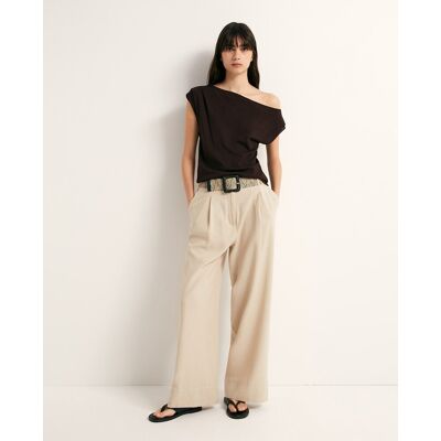 Sfera Pantalón ancho lino. (40) Beige mujer Sfera Pantalón ancho lino. (40) Beige mujer