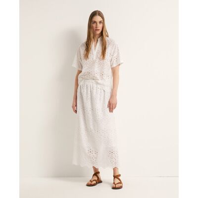 Sfera Falda bordada troquelada. (38) Blanco mujer Sfera Falda bordada troquelada. (38) Blanco mujer