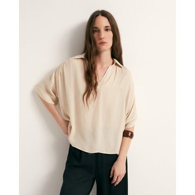 Sfera Blusa cuello polo. (42) Beige mujer Sfera Blusa cuello polo. (42) Beige mujer