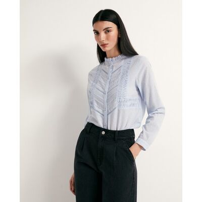 Sfera Camisa plumeti puntilla. (38) Azul claro mujer Sfera Camisa plumeti puntilla. (38) Azul claro mujer