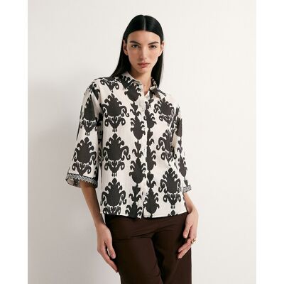 Sfera Camisa estampada lino. (42) Chocolate mujer Sfera Camisa estampada lino. (42) Chocolate mujer
