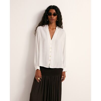 Sfera Blusa fluida botón dorado. (L - L) Blanco mujer Sfera Blusa fluida botón dorado. (L - L) Blanco mujer