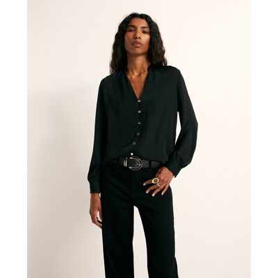 Sfera Blusa fluida botón dorado. (M - M) Negro mujer Sfera Blusa fluida botón dorado. (M - M) Negro mujer