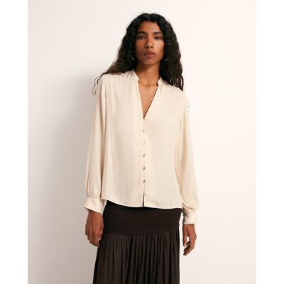 Sfera Blusa fluida botón dorado. (L - L) Beige mujer Sfera Blusa fluida botón dorado. (L - L) Beige mujer