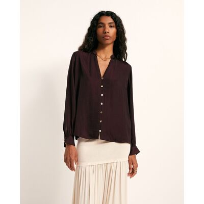 Sfera Blusa fluida botón dorado. (S - S) 291 Berenjena mujer Sfera Blusa fluida botón dorado. (S - S) 291 Berenjena mujer