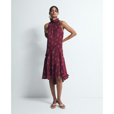 Sfera Vestido cuello halter estampado. (L - L) Burdeos mujer Sfera Vestido cuello halter estampado. (L - L) Burdeos mujer