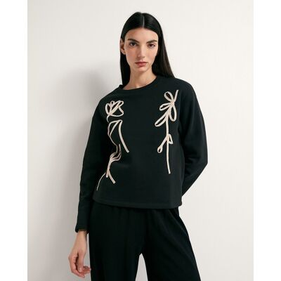 Sfera Sudadera aplique cordón. (42) Negro mujer Sfera Sudadera aplique cordón. (42) Negro mujer