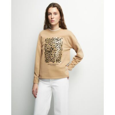 Sfera Sudadera rib básica. (42) Marrón claro mujer Sfera Sudadera rib básica. (42) Marrón claro mujer