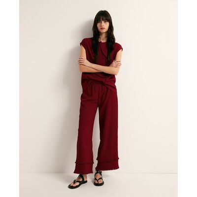 Sfera Pantalón textura flecos. (40) Burdeos mujer Sfera Pantalón textura flecos. (40) Burdeos mujer