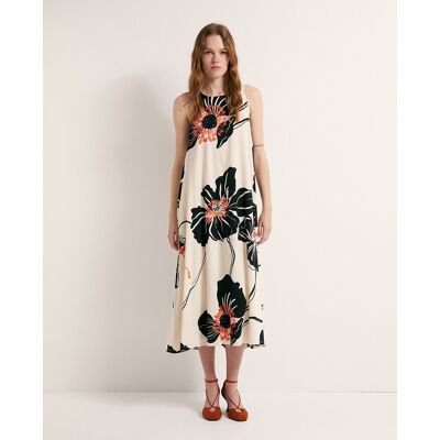 Sfera Vestido evasé estampado. (38) Naranja mujer Sfera Vestido evasé estampado. (38) Naranja mujer