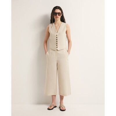 Sfera Pantalón culotte lino. (40) Beige mujer Sfera Pantalón culotte lino. (40) Beige mujer