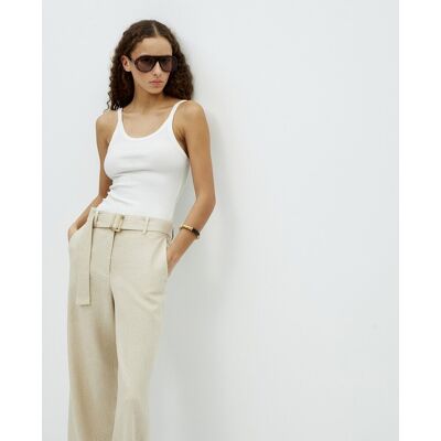 Sfera Pantalón lino cinturón. (42) Beige mujer Sfera Pantalón lino cinturón. (42) Beige mujer