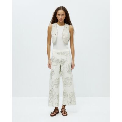 Sfera Pantalón bordados beads. (42) Blanco roto mujer Sfera Pantalón bordados beads. (42) Blanco roto mujer