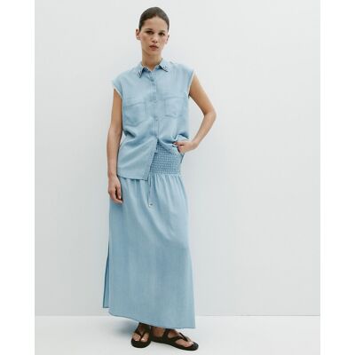 Sfera Falda tencel lavada. (S) Azul claro mujer Sfera Falda tencel lavada. (S) Azul claro mujer
