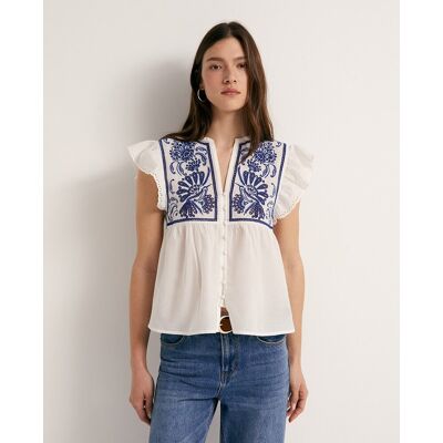 Sfera Blusa pechera bordada. (44) Azul mujer Sfera Blusa pechera bordada. (44) Azul mujer