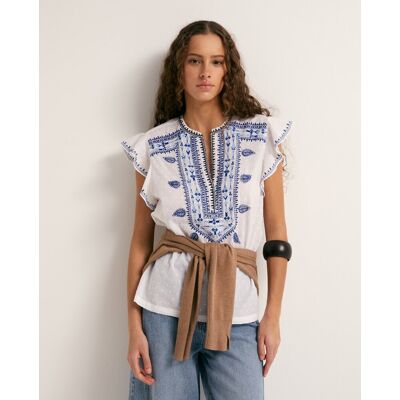 Sfera Blusa pechera bordada. (44) Azul mujer Sfera Blusa pechera bordada. (44) Azul mujer