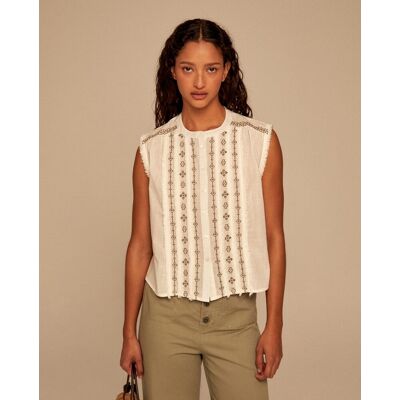 Sfera Blusa flecos. (42) Blanco mujer Sfera Blusa flecos. (42) Blanco mujer