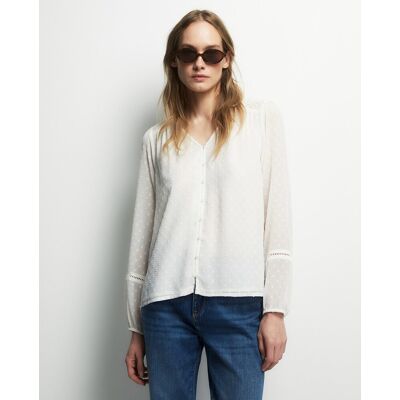 Sfera Camisa plumetti botones. (40) Blanco mujer Sfera Camisa plumetti botones. (40) Blanco mujer