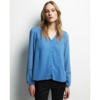 Sfera Camisa plumetti botones. (38) Azul mujer Sfera Camisa plumetti botones. (38) Azul mujer
