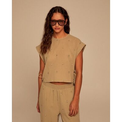 Sfera Blusa gasa lurex. (40) Kaki mujer Sfera Blusa gasa lurex. (40) Kaki mujer