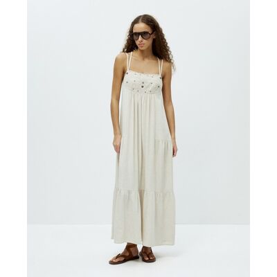 Sfera Vestido pechera bordada. (42) Beige mujer Sfera Vestido pechera bordada. (42) Beige mujer