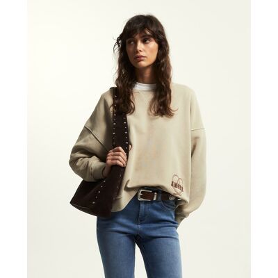 Sfera Sudadera bordado lavada. (38) Beige mujer Sfera Sudadera bordado lavada. (38) Beige mujer
